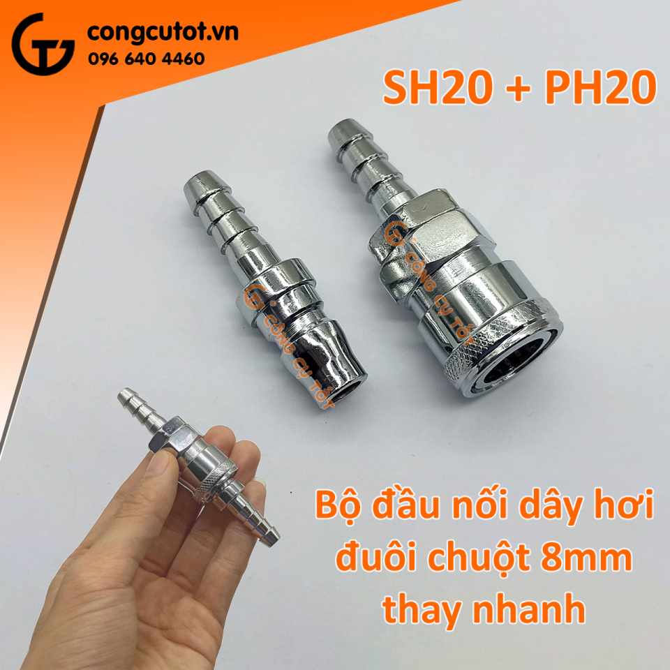 Đầu nối dây hơi nhanh SH20 PH20 8mm