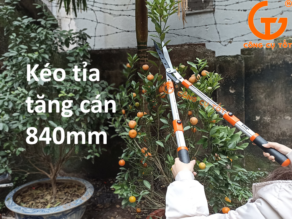Cán tăng đến 840mm của kéo cắt cỏ và tỉa dáng cây Đài Loan TOP