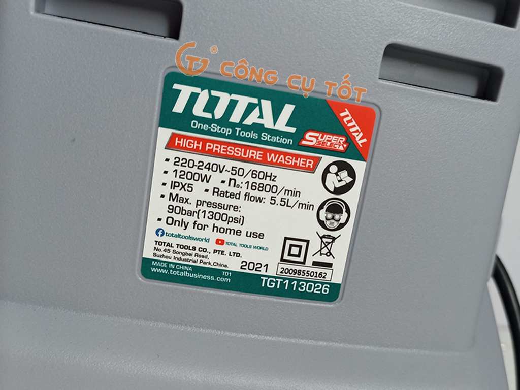 Thông số máy xịt rửaTotal TGT113026