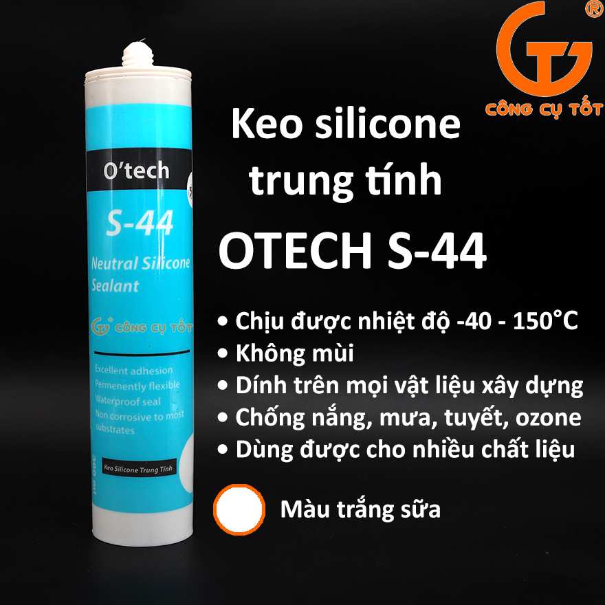 Keo silicone trung tính 300ml OTECH S-44 trắng sữa