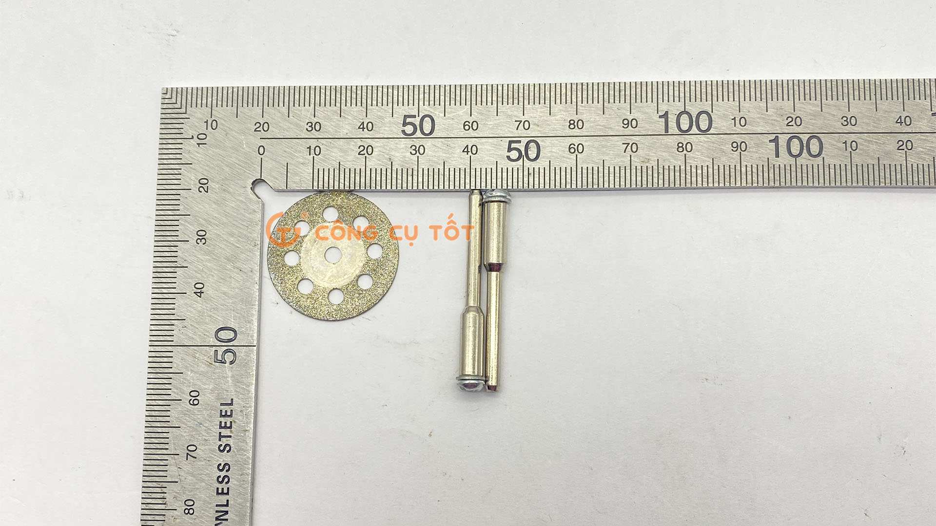 Kích thước của Bộ 10 lưỡi cắt ngọc bằng kim cương mạ điện 25mm kèm 2 trục 3mm