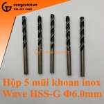Hộp sản phẩm 5 mũi khoan inox Wave HSS-G Φ6.0mm