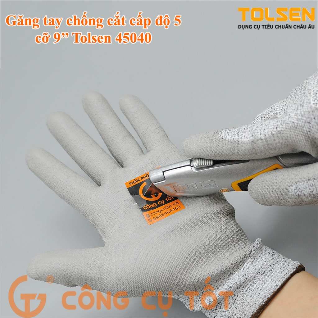 Găng tay chống cắt cấp độ 5 cỡ 9'' Tolsen 45040