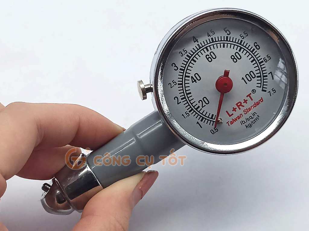 Đồng hồ đo áp suất hơi lốp xe theo đơn vị cân hơi, dải đo 0.5-7.5, độ chính xác 0.1 hiệu LRT