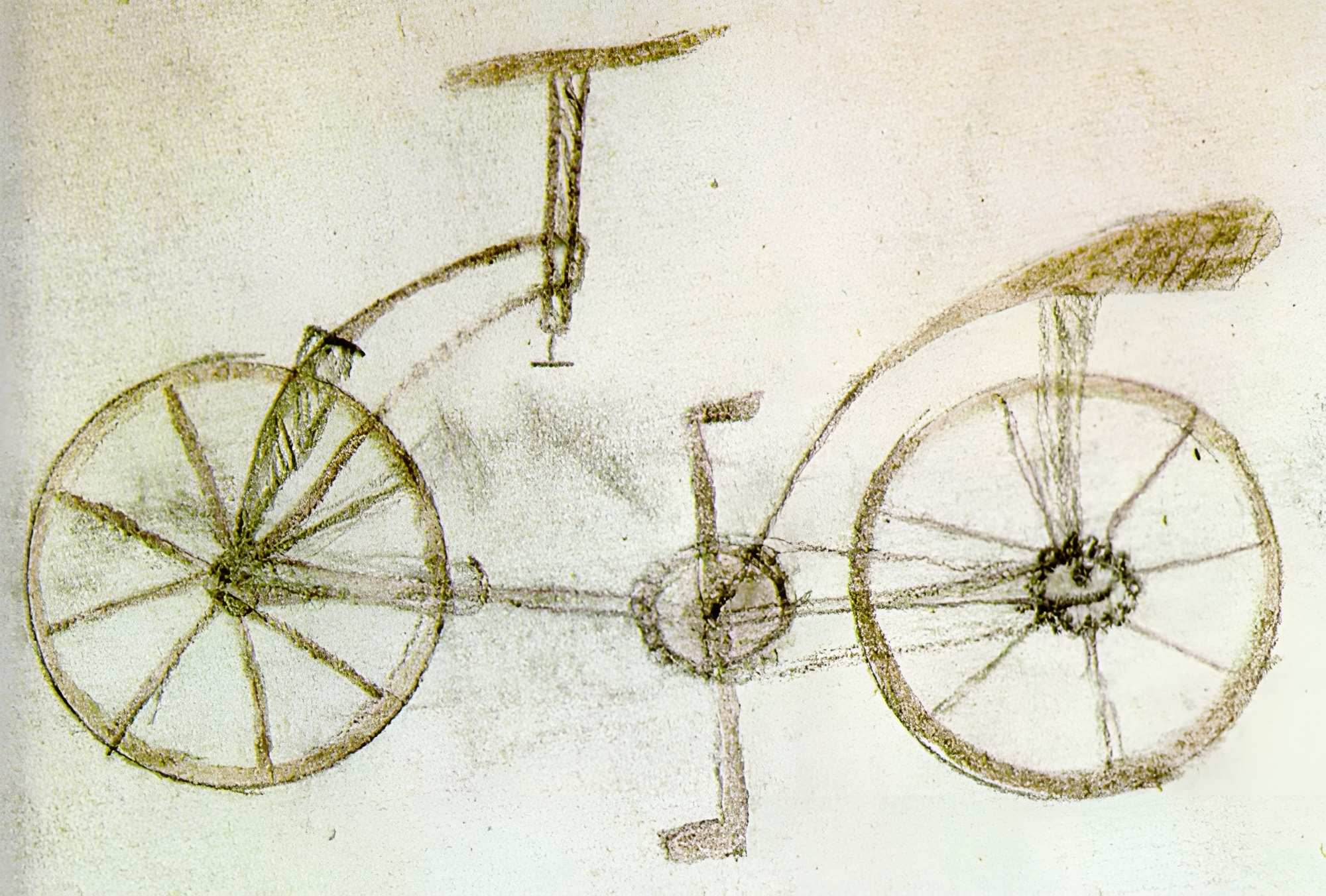 Bản phác thảo xe đạp những năm đầu tiên.