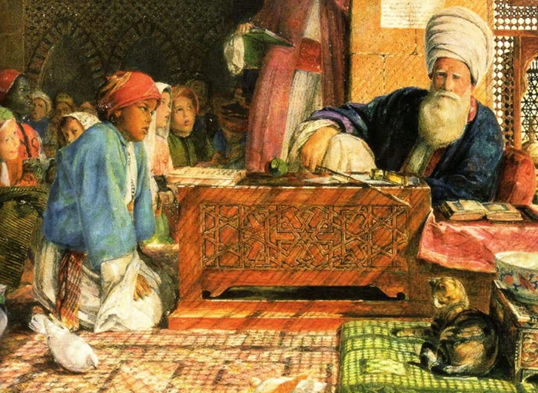 Tranh nhà tiên tri Muhammad cắt tay áo để mèo cưng nằm ngủ