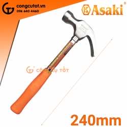 Búa đinh sừng dê 8Oz đầu búa 227gram cán thép dài 240mm bọc nhựa dẻo Asaki AK-9500