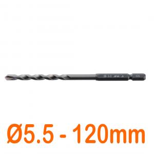 Mũi khoan sứ và gạch men Ø5.5mm chuôi lục 6 ly 120mm Onishi