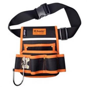 Túi đeo thắt lưng đựng đồ nghề cao cấp (sử dụng chất liệu đặc biệt chống vật nhọn đâm thủng túi)" 7 ngăn Asaki AK-9985