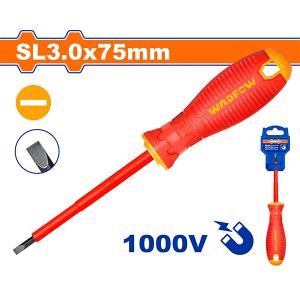 Tua vít dẹp cách điện SL3x75mm wadfow WSD7233