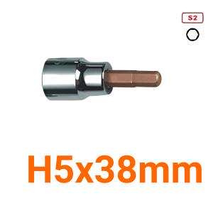 Đầu tuýp gắn mũi lục giác (thép S2) H5x 38mm Asaki AK-7327