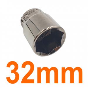 Đầu tuýp lục giác 1/2" mạ nickel đen bóng 32mm Senka