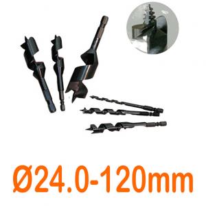 Mũi khoan gỗ xoắn ốc Ø24.0mm cạnh cắt đơn chuôi lục 9 ly loại ngắn 120mm Onishi