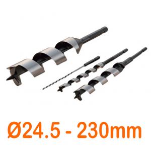 Mũi khoan gỗ xoắn ốc cơ bản Ø24.5mm cạnh cắt đơn chuôi lục 230mm Onishi