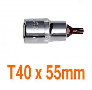 Đầu tuýp gắn mũi bông 6 cạnh (thép hợp kim cao cấp S2) T40 x 55mm Asaki AK-7306