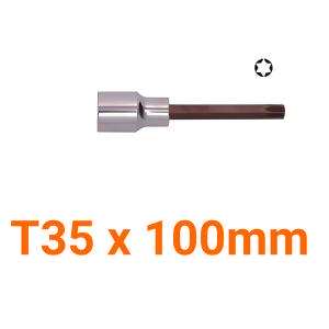 Đầu tuýp gắn mũi bông 6 cạnh dài (thép hợp kim cao cấp S2) T35 x 100mm Asaki AK-7244