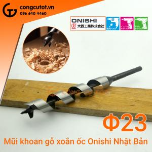 Mũi khoan gỗ xoắn ốc Auger Φ23 dài rãnh 160mm chuôi lục Onishi Nhật Bản