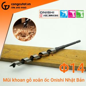 Mũi khoan gỗ xoắn ốc Auger Φ14 dài rãnh 135mm chuôi lục Onishi Nhật Bản