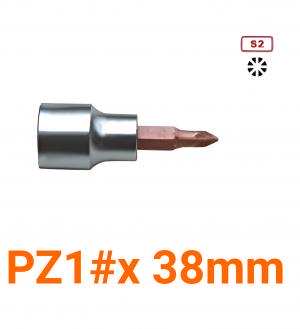 Đầu tuýp gắn mũi lục giác (thép S2) PZ1#x 38mm Asaki AK-7318