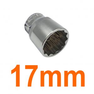 Đầu tuýp bông 1/2" chống trượt mạ Chrome 17mm Senka