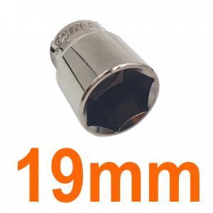 Đầu tuýp lục giác 1/2" mạ nickel đen bóng 19mm Senka