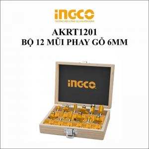 Bộ 12 mũi phay gỗ 6mm Ingco AKRT1201