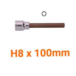 Đầu tuýp gắn mũi lục giác dài (thép hợp kim cao cấp S2) H8 x 100mm Asaki AK-7229