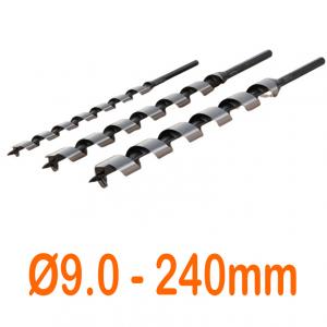 Mũi khoan gỗ xoắn ốc Ø9.0mm cạnh cắt đơn chuôi lục loại hơi dài 240mm Onishi