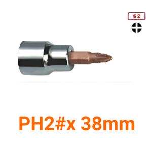 Đầu tuýp gắn mũi lục giác (thép S2) PH2#x 38mm Asaki AK-7316