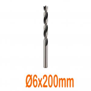 Mũi khoan gỗ đầu đinh Ø6x200mm chuôi trụ tròn Senka