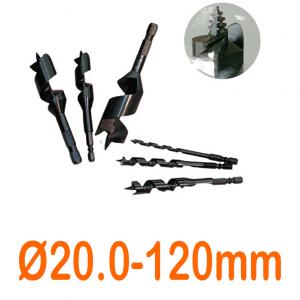 Mũi khoan gỗ xoắn ốc Ø20.0mm cạnh cắt đơn chuôi lục 6 ly loại ngắn 120mm Onishi