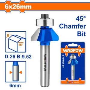 Mũi phay gỗ vát 45° 6x6x26mm Wadfow WRG3403