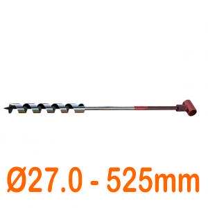 Mũi khoan gỗ xoắn ốc Ø27.0mm cạnh cắt đơn vặn tay loại ngắn 525mm Onishi