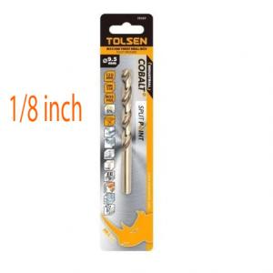 Mũi khoan inox hệ inch công nghiệp chuôi tròn thép gió HSS M35 1/8 inch TOLSEN 75204