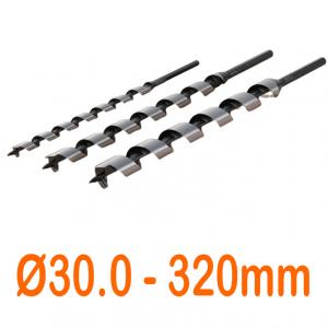 Mũi khoan gỗ xoắn ốc Ø30.0mm cạnh cắt đơn chuôi lục loại hơi dài 320mm Onishi