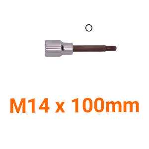 Đầu tuýp gắn mũi bông 12 cạnh dài (thép hợp kim cao cấp S2) M14 x 100mm Asaki AK-7238