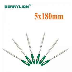 Bộ 6 giũa hình bán nguyệt tay cầm bằng nhựa 2 màu 5X180mm Berrylion 052725180