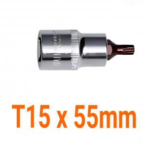 Đầu tuýp gắn mũi bông 6 cạnh (thép hợp kim cao cấp S2) T15 x 55mm Asaki AK-7300