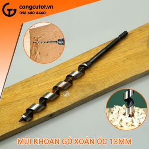 Mũi khoan gỗ xoắn ốc Auger Φ13 dài rãnh 120mm chuôi lục Onishi Nhật Bản