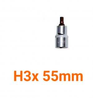 Đầu tuýp gắn mũi lục giác (thép S2) H3 x 55mm Asaki AK-7281