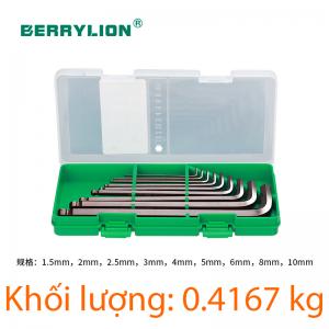 Bộ 9 cây lục giác đầu bi chữ L cỡ trung thép S2 Berrylion 062103866