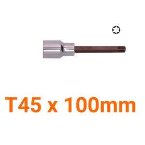 Đầu tuýp gắn mũi bông 6 cạnh dài (thép hợp kim cao cấp S2) T45 x 100mm Asaki AK-7246