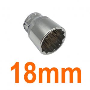 Đầu tuýp bông 1/2" chống trượt mạ Chrome 18mm Senka