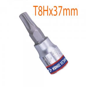 Đầu tuýp 1/4 inch bit mũi sao có lỗ T8Hx37mm Kingtony 203708