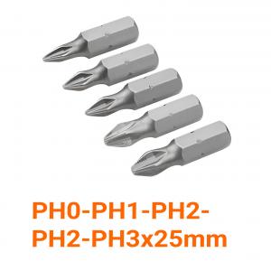 BỘ 5 ĐẦU VÍT 4 cạnh PH0-PH3*25mm CÔNG NGHIỆP