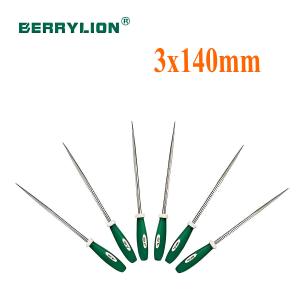 Bộ 6 giũa tròn đầu nhọn tay cầm bằng nhựa 2 màu 3X140mm Berrylion 052753140