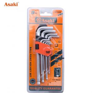 Bộ lục giác bi xi mờ 1.5 - 10mm (9 cây) Asaki AK-0409