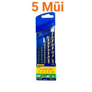 Bộ mũi khoan bê tông (Trụ) Irwin - Bộ 5 cây (4,5,6,8,10mm)