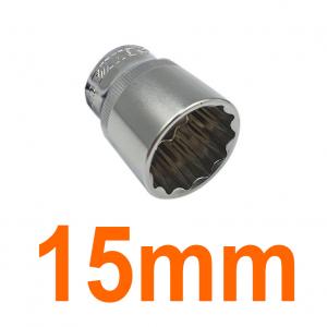 Đầu tuýp bông 1/2" chống trượt mạ Chrome 15mm Senka