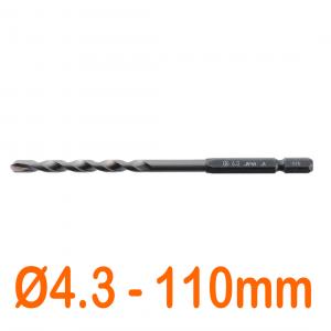 Mũi khoan sứ và gạch men Ø4.3mm chuôi lục 6 ly 110mm Onishi